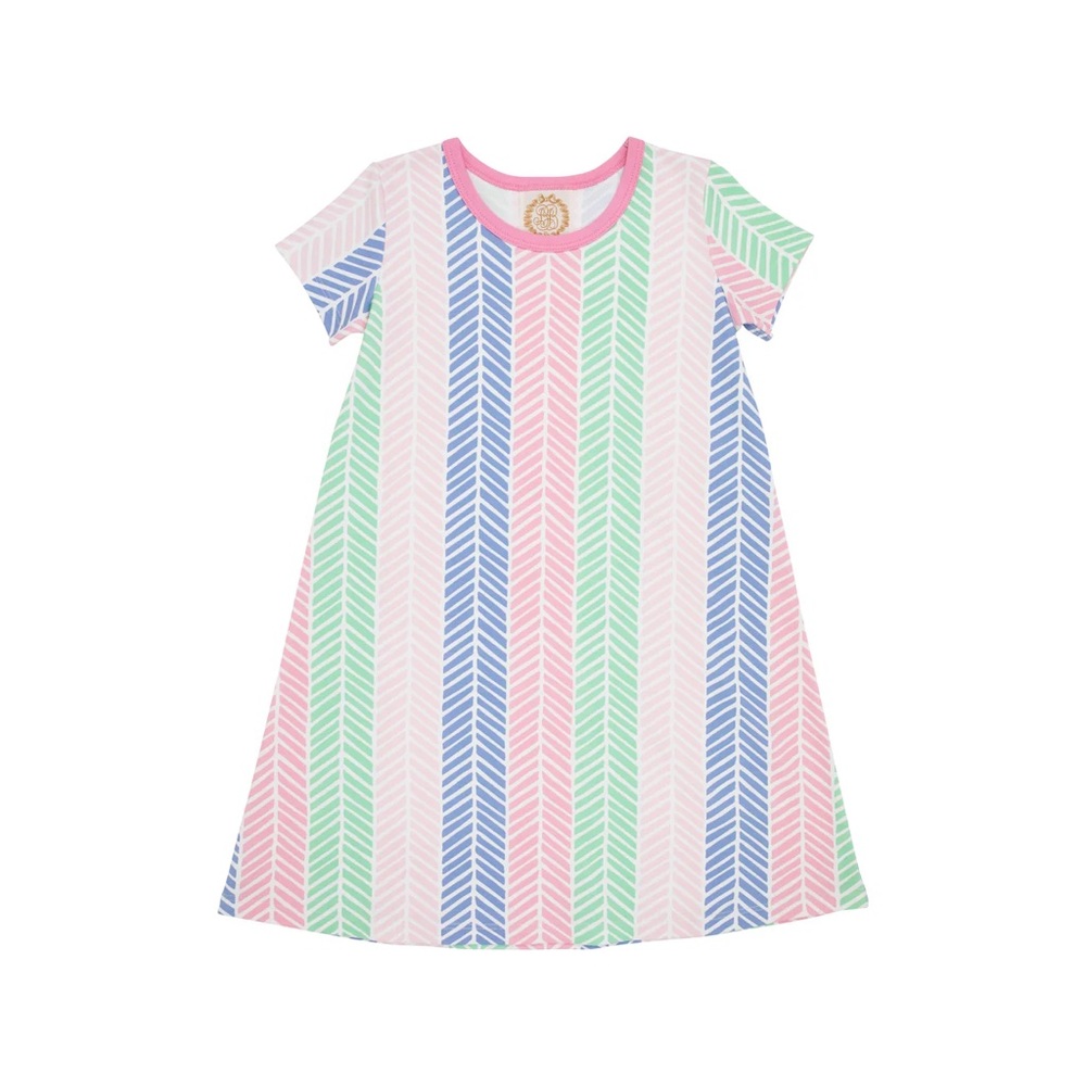TBBC - Polly Play Dress Harbour Island Herringbone with Hamptons Hot Pink